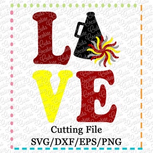 EXCLUSIVE SVG eps  DXF Cutting File Love Cheer svg, Cheerleader svg, Pompom svg, love megaphone svg, megaphone svg, love cheer svg,