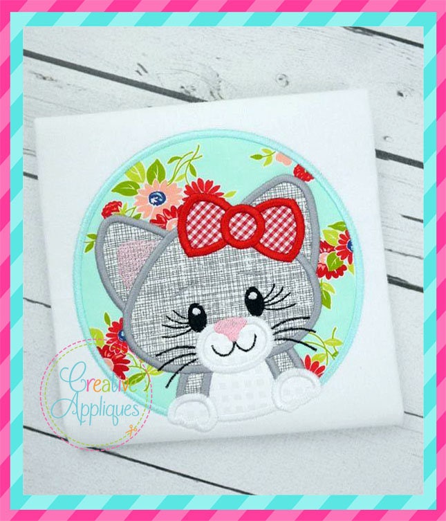 Kitty Cat Girl Digital Machine Embroidery Applique Design 4 Sizes ...