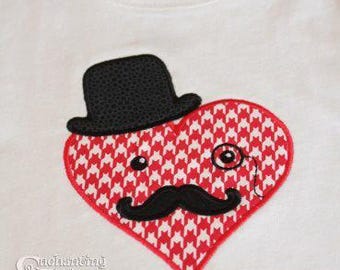 My Dapper Valentine Applique Design, machine embroidery design, applique design, valentine applique design, heart applique
