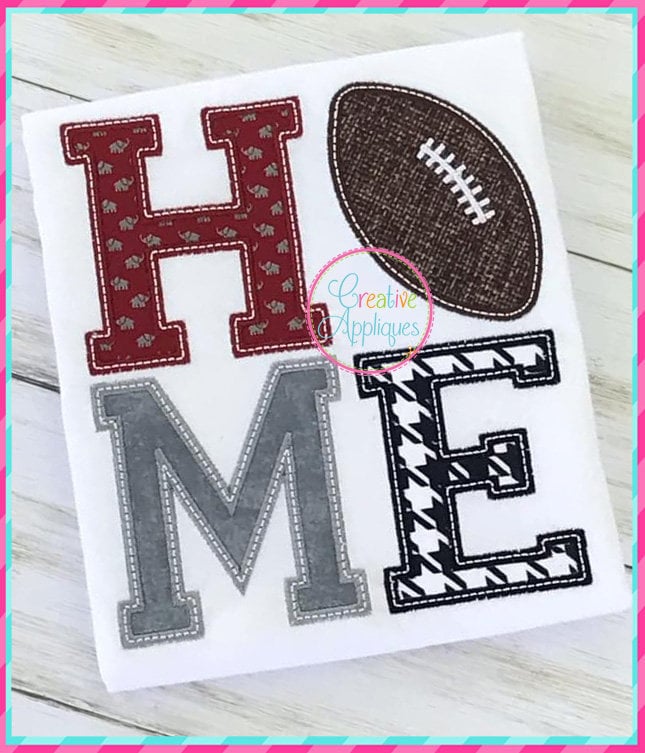 Satin Stitch Home Football Applique Digital Machine Embroidery Design 4 ...