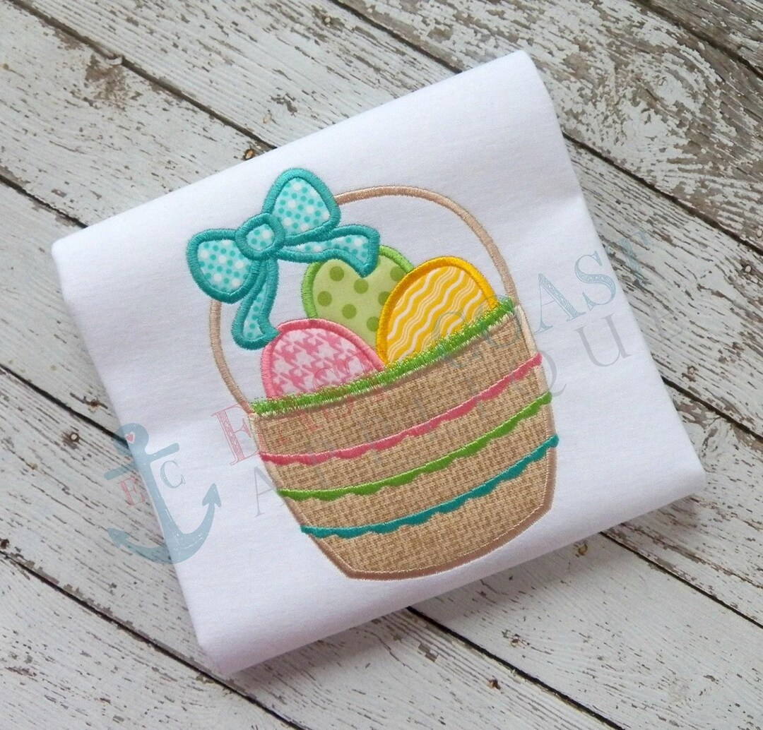 Easter Basket Machine Embroidery Design, Easter Basket Applique Design ...