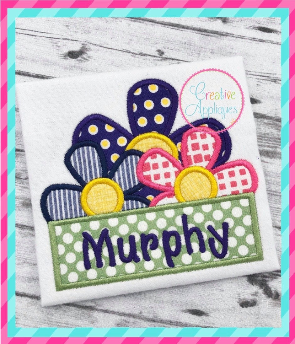 3 Flower Frame Digital Machine Embroidery Applique Design 5 - Etsy