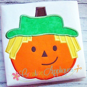 Pumpkin Scarecrow Digital Machine Embroidery Applique Design 4 sizes, scarecrow applique, pumpkin applique, scarecrow embroidery, autumn