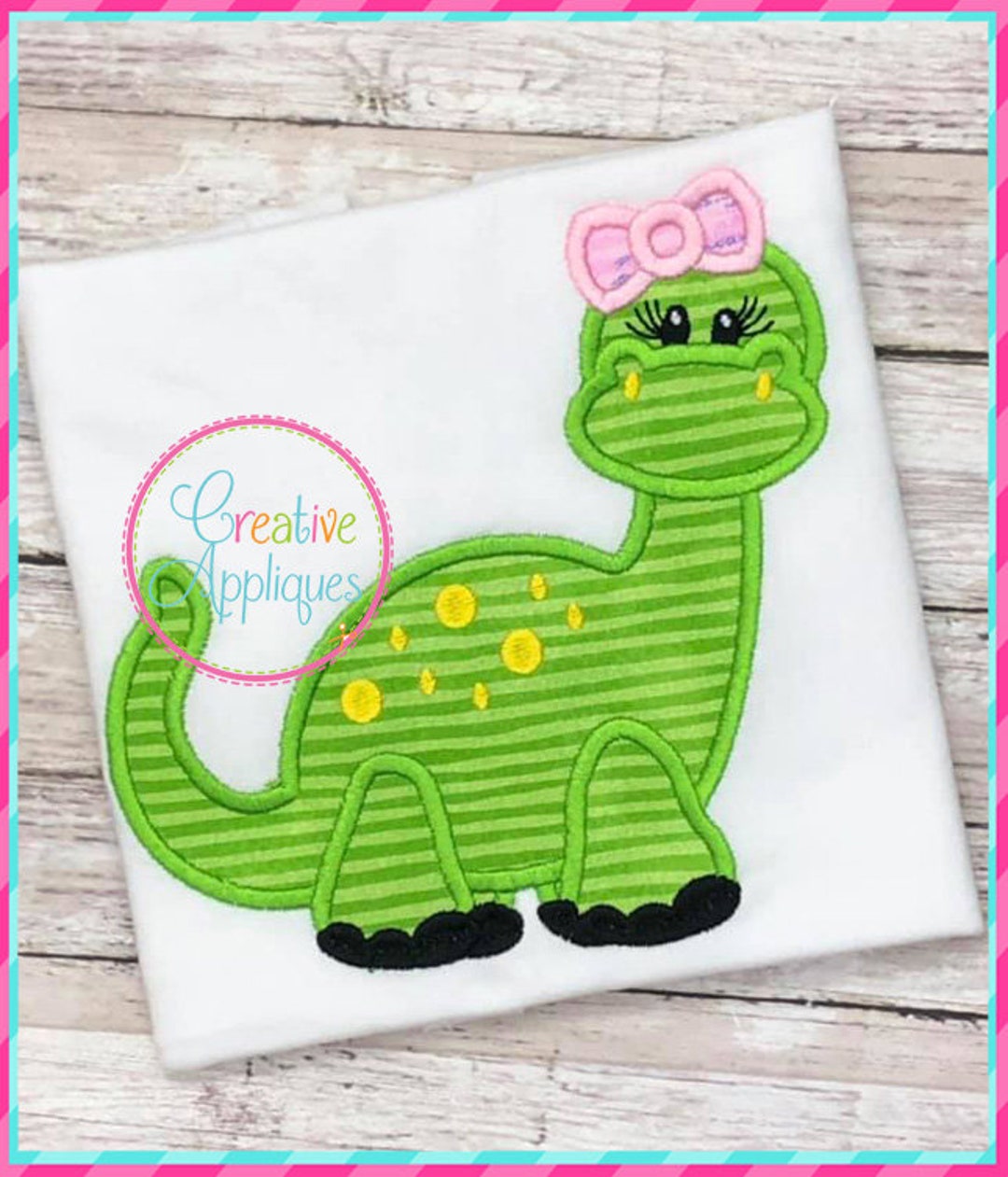 Dinosaur Girl Digital Machine Embroidery Applique Design 5 Sizes ...