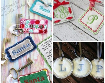 Ornament Tags In The Hoop machine embroidery Design, in the hoop tags, in the hoop christmas, in the hoop pattern, in the hoop ornaments