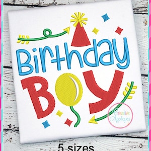Birthday Boy Digital Machine Embroidery Design 5 Sizes, birthday embroidery, boy birthday embroidery, fill stitch embroidery design
