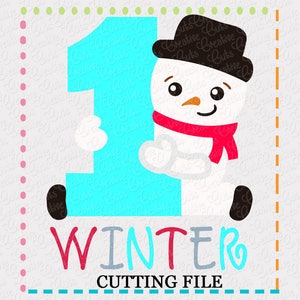 EXKLUSIVE 1. Winter Schneemann SVG, 1. Winter cut Datei, 1. Winter schneiden Datei, Babys erste Svg begrenzte kommerzielle Nutzung, Schneemann geschnitten Datei