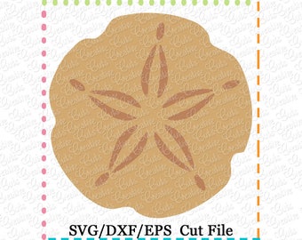 May include: A brown sand dollar with a five-pointed star design. SVG/DXF/EPS Cut File.
