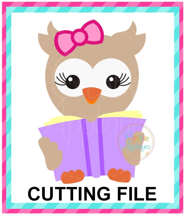 Girl Owl Reading SVG Cutting File, Owl svg, Owl cut file, book svg, book cut file, reading svg, read
