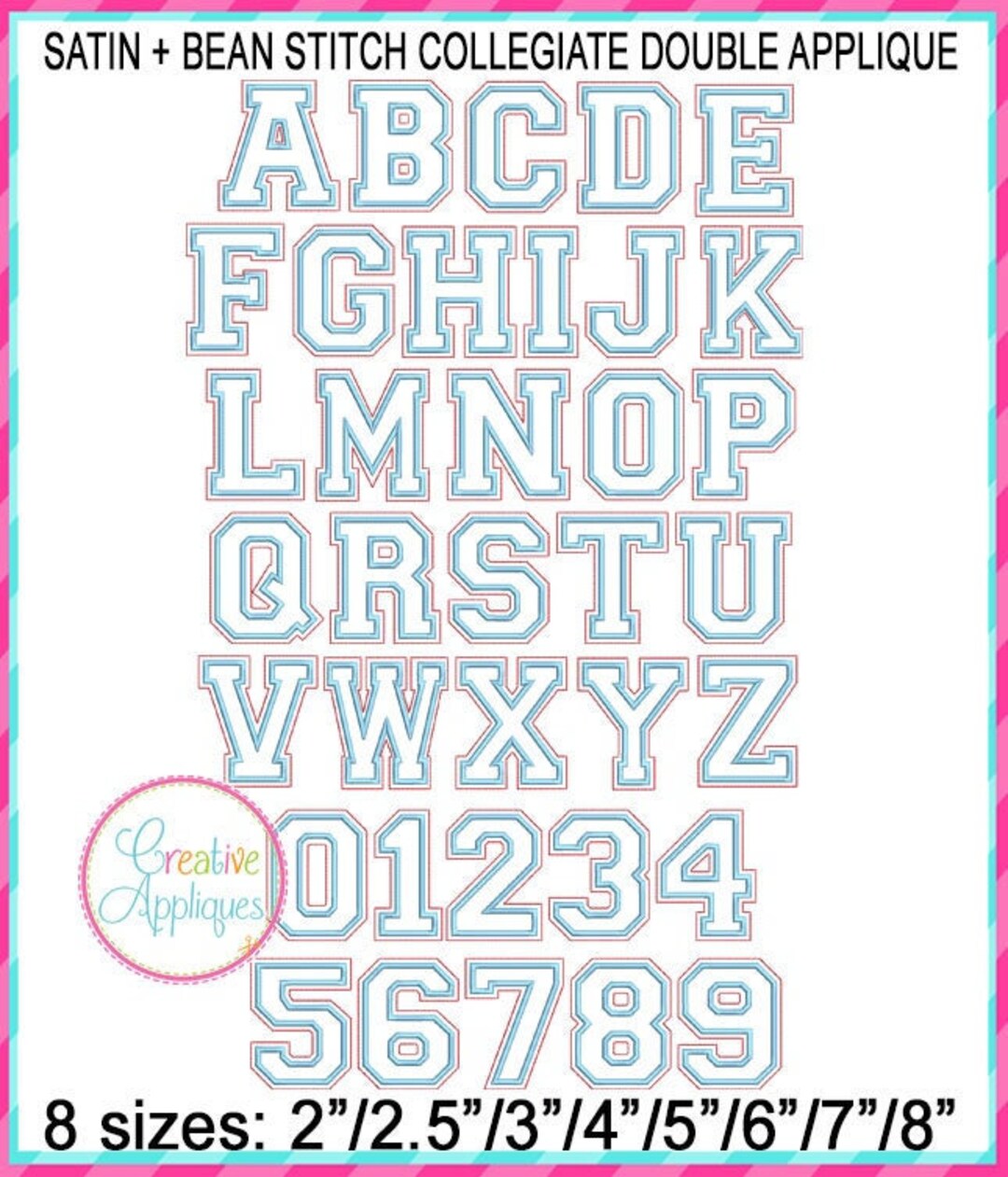 Collegiate Double Applique Alphabet Letters A Thru Z, Machine ...