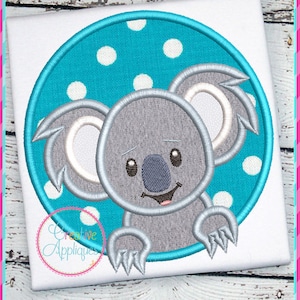Koala Circle Digital Machine Embroidery Applique Design 4 SIZES, koala applique, koala embroidery, koala applique, koala embroidery