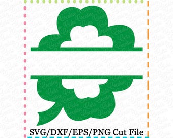 St Patrick's Split Shamrock Clover SVG Cutting File, st patricks svg, st patrick cut file, shamrock svg, clover svg, monogram frame svg