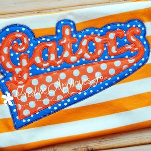 Vintage Stitch Gators Digital Machine Embroidery Applique Design 6 sizes, gators applique, gators mascot, gators name, gators team