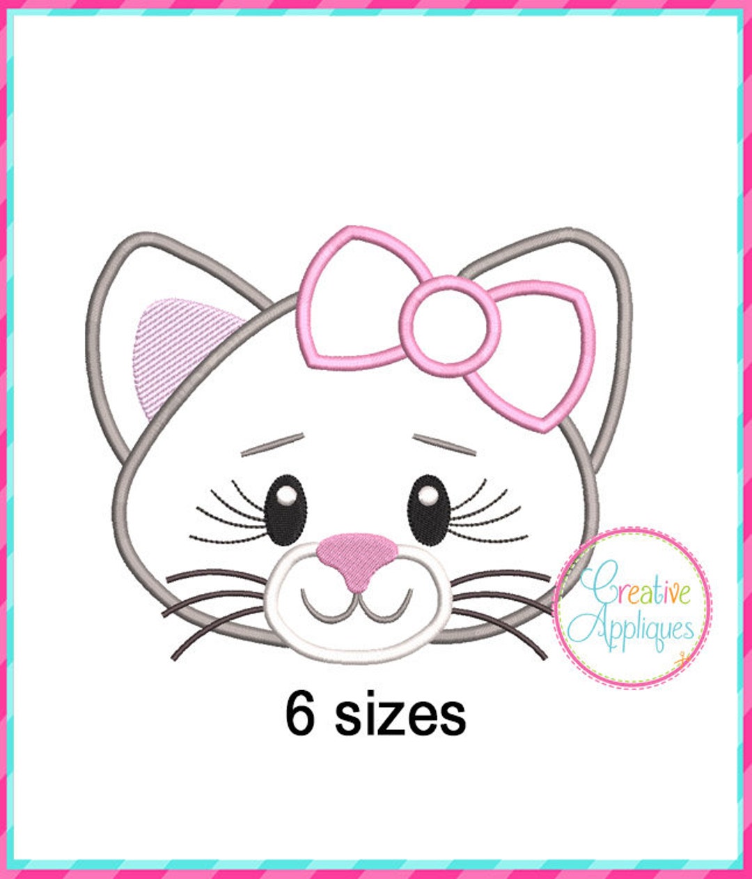 Cat Girl Digital Machine Embroidery Applique Design 6 Sizes, Kitty Cat ...