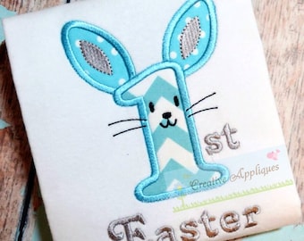 1st First Easter Bunny Machine Embroidery Applique Design 3 Sizes