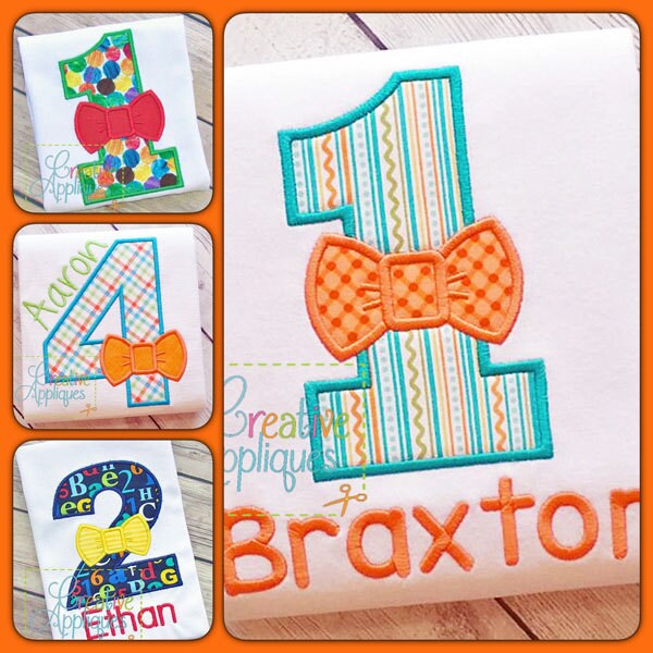 Fliege Fliege Zahlensatz 0-9 Geburtstag Applique Maschine Stickerei 3 Baugrößen, Geburtstag Fliege Applique, Fliege Geburtstag Applique