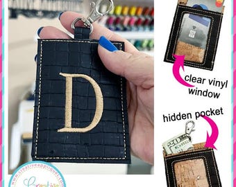 Print Alphabet Id Badge Holder In The Hoop Design, in the hoop id badge, machine embroidery design, in the hoop id holder case design