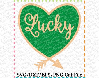 Lucky Heart Arrow St Patrick's Day SVG Cutting File, st patricks svg, st patrick svg, st patrick cut file svg, lucky cut file
