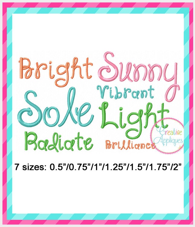 7 SIZES!!! Shine Your Light Embroidery Font Digital Machine Embroidery ...