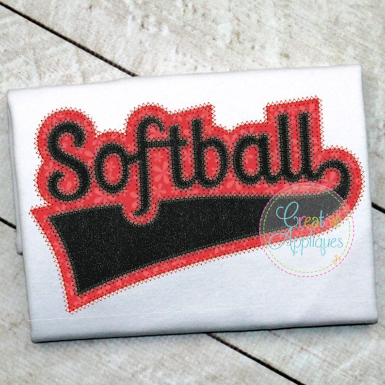 Softball Applique Digital Machine Embroidery Applique Design 6 Etsy