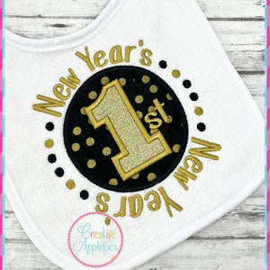 1st New Year&#39;s Digital Machine Embroidery Applique Design 4 Sizes, 1st new years applique, 1st new years applique, first new years