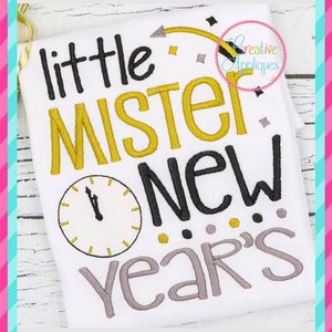 Little Mister New Year&#39;s Digital Machine Embroidery Design 4 Sizes, new year embroidery, little mister embroidery, new year&#39;s embroidery