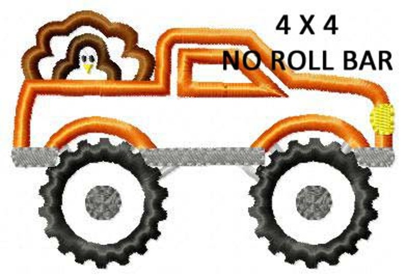 Turkey Monster Truck Applique Digital Machine Embroidery Design 4 Sizes ...
