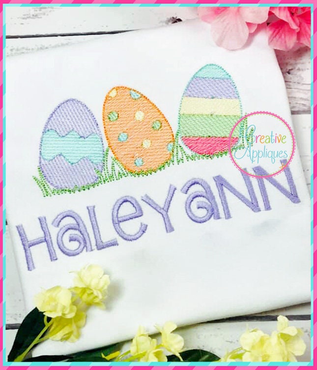 Sketch Stitch Easter Eggs Digital Machine Embroidery Design 5 Sizes ...