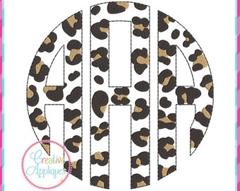 Leopard Spots Circle Monogram Alphabet Letter Set A-Z Machine Embroidery Design 6 Sizes!!!  alphabet letters, 3"-8", cheetah