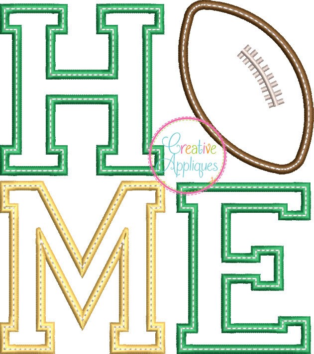 Satin Stitch Home Football Applique Digital Machine Embroidery Design 4 ...