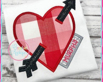 Heart with Arrow Machine Embroidery Applique Design 4 Sizes, Heart arrow frame applique design, heart applique design
