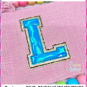 Bean Stitch Collegiate Double Applique Alphabet letters, Machine Embroidery Applique Design 2&quot; to 8&quot;, 9 Sizes, varsity letters, athletic
