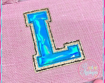 Bean Stitch Collegiate Double Applique Letras del alfabeto, Bordado a máquina Applique Design 2 "a 8", 9 tamaños, letras universitarias, atlético