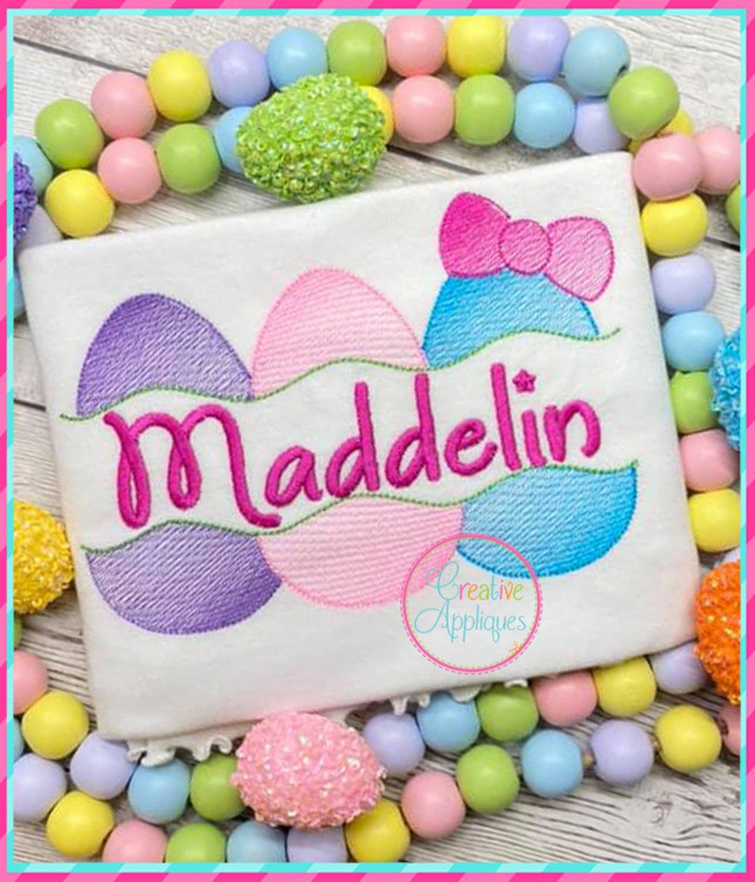 Sketch Stitch Split Eggs Bow Easter Eggs Applique Digital Machine ...