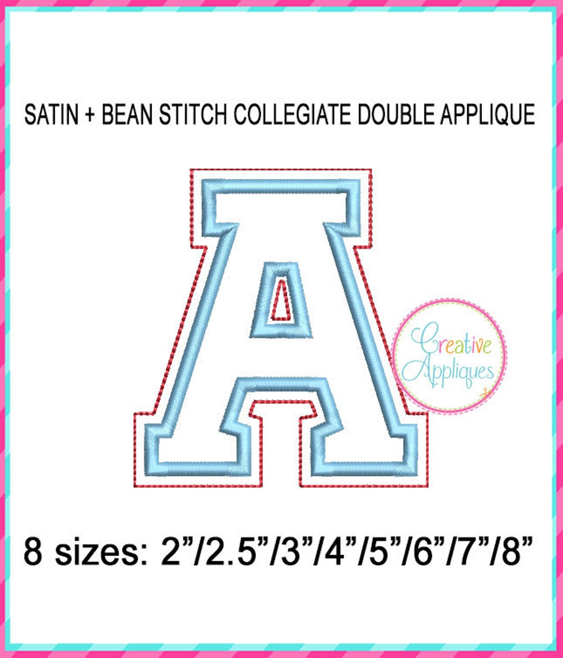 Collegiate Double Applique Alphabet Letters A Thru Z Machine Etsy