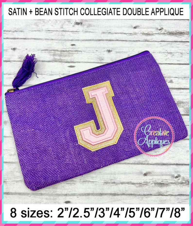 Collegiate Double Applique Alphabet Letters A Thru Z Machine Etsy