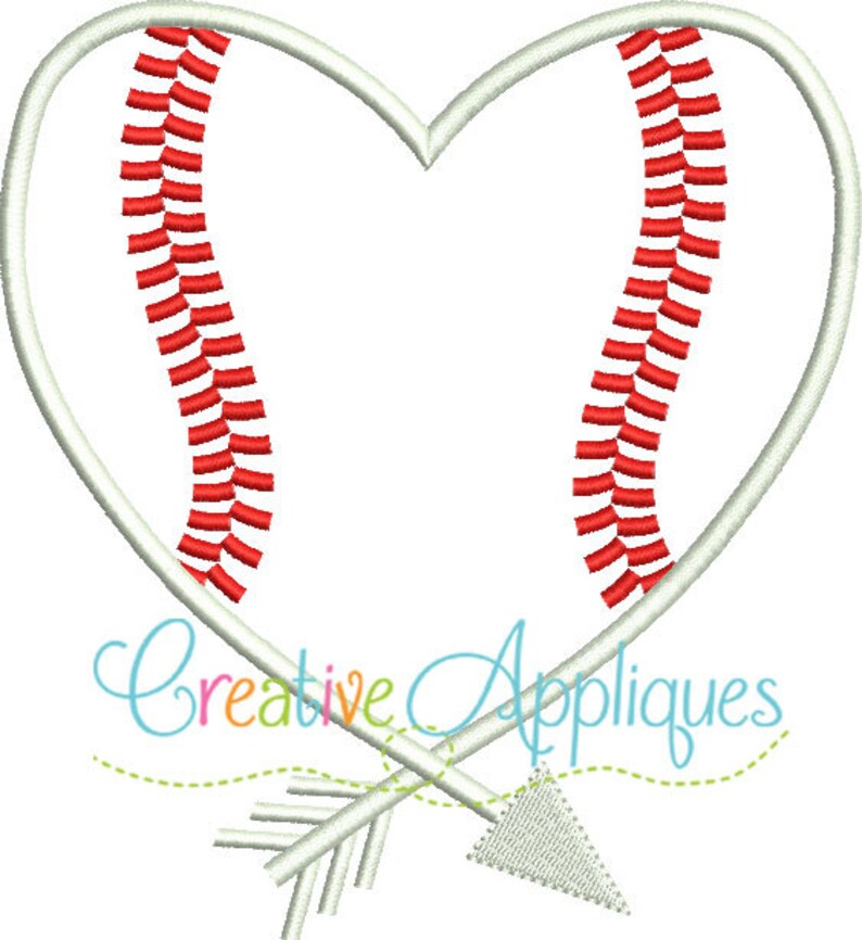 Baseball Softball Arrow Heart Machine Embroidery Applique Etsy