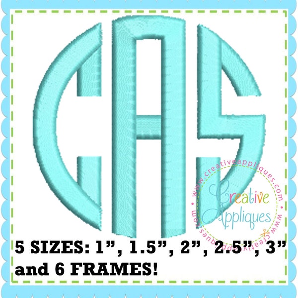 5 Sizes BX Natural Circle Embroidery Monogram Alphabet Font + 6 frames Digital Machine Embroidery, circle monogram font, circle embroidery