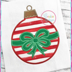 Ornament Bow applique Digital Machine Embroidery Design 4 Sizes, ornament embroidery, ornament applique,