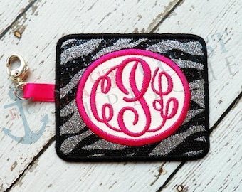 Preppy Bag Tag In The Hoop Design, in the hoop bag tag, in the hoop key tag, bag tag embroidery design, machine embroidery design