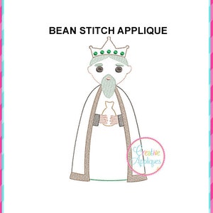 Bean Stitch Wiseman 2 Applique Embroidery Design 5 Sizes, wiseman embroidery, nativity christmas embroidery, machine embroidery