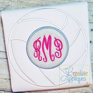 Volleyball Monogram Applique Digital Machine Embroidery Design 4 Sizes