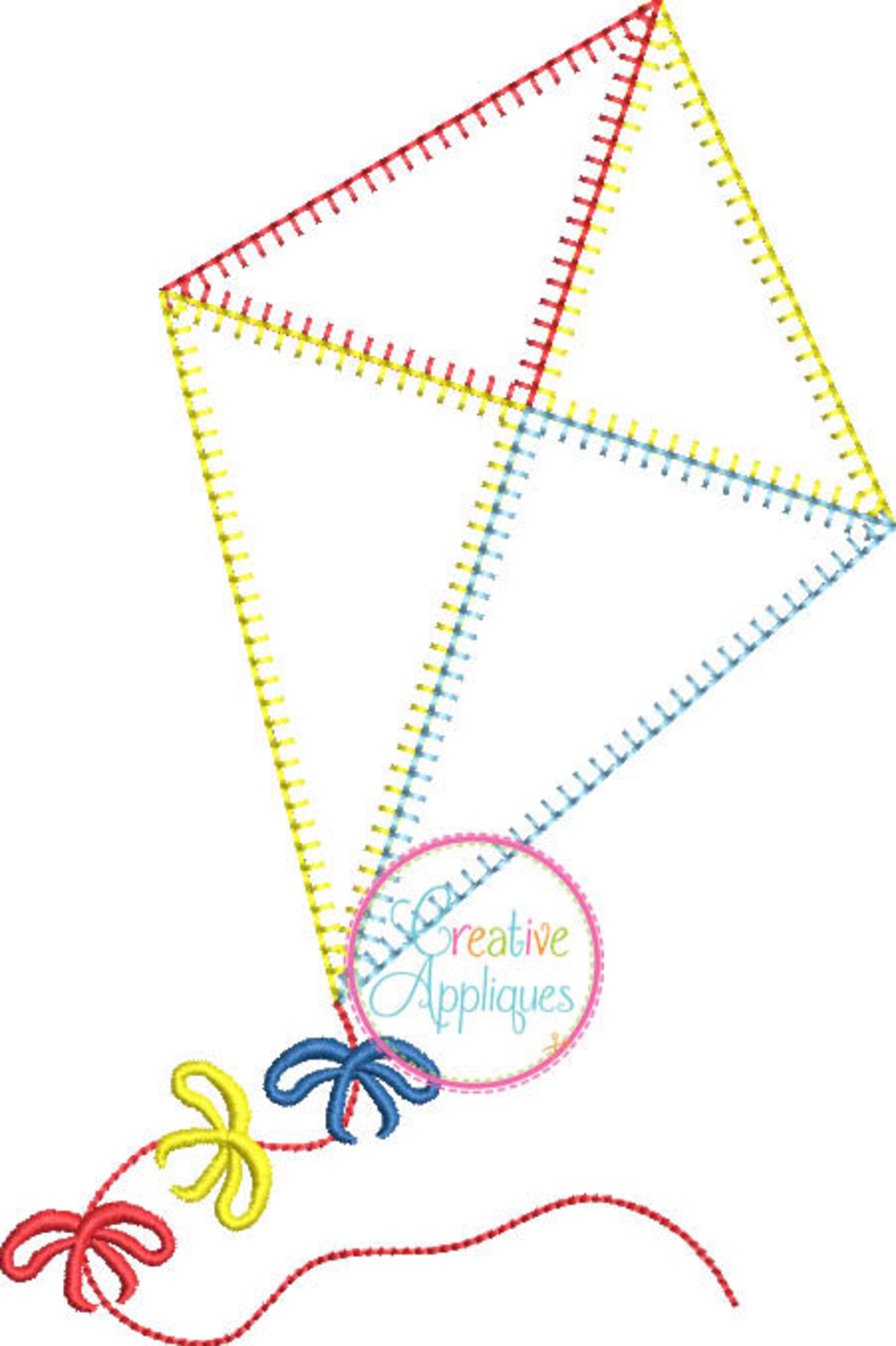 Kite Digital Machine Embroidery Applique Design 4 Sizes Etsy