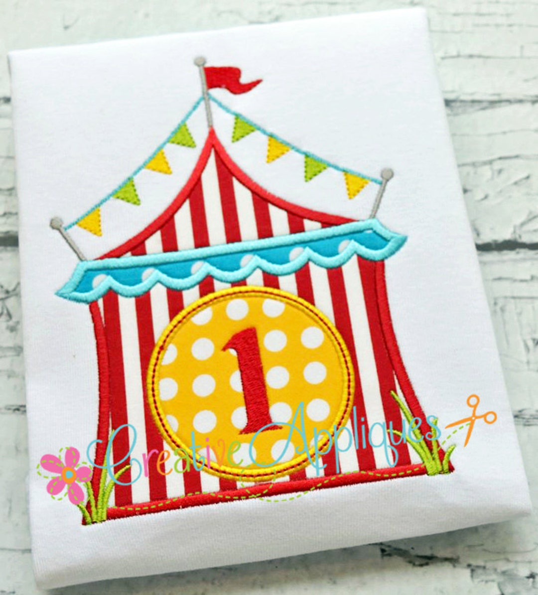 Monogram Circus Tent Digital Machine Embroidery Applique Design 4 Sizes