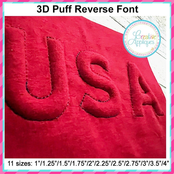 11 SIZES! EMBOSSED 3D Puffy Foam Reverse Embroidery Font Machine Embroidery design,  puffy foam embroidery font, foam embroidery font