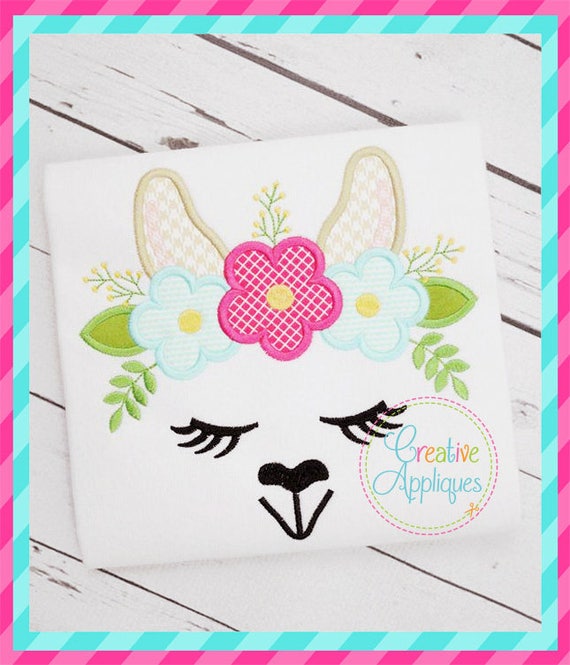 Llama Face Crown Digital Machine Embroidery Applique Design 4 SIZES, llama applique, llama embroidery, llama applique, llama embroidery