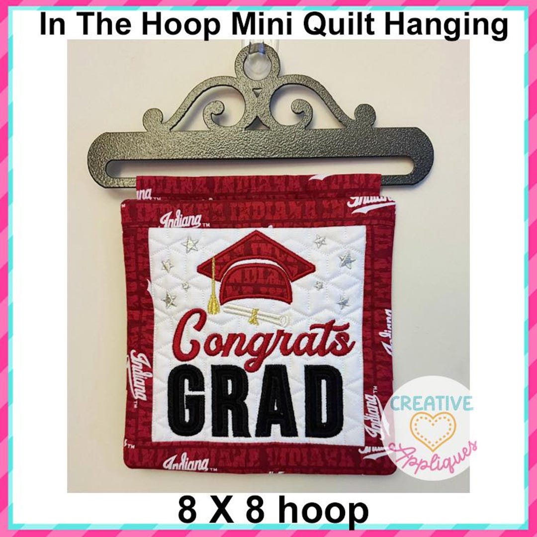 Graduation Quilted Mini Hanging Embroidery Design 8x8, in the Hoop ...