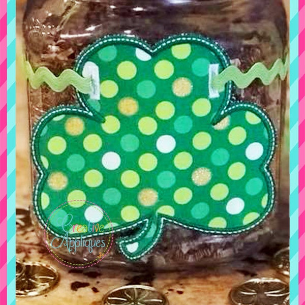 Clover Shamrock In the Hoop Pillow Charm Label or Banner ITH (In The Hoop) Machine Embroidery Applique Design 4 sizes, clover applique