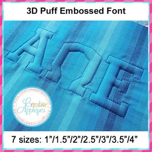 6 SIZES! EMBOSSED 3D Puffy Foam Embroidery Font Machine Embroidery design,  puffy foam embroidery font, foam embroidery font
