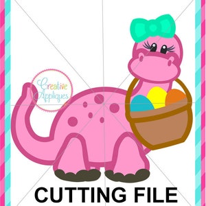 Coupe fille dinosaure Pâques svg coupe file, dinosaure svg, fichier de coupe de dinosaure, die Pâques, dinosaure Pâques coupe fichier svg de panier de Pâques